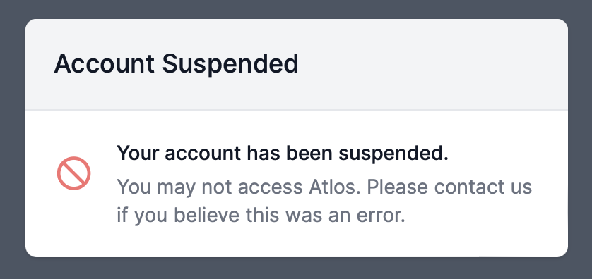 The message shown to suspended users.